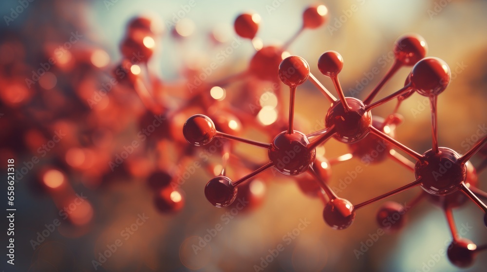 Wall mural abstract science background with atoms and molecules, illustration of molecular structure for backdr