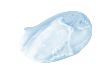 smear of transparent blue cosmetic gel. On an empty background.