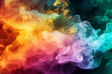 Abstract colorful smoke with shiny glitter particles. Generative AI