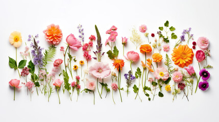 Composition of beautiful flowers on a white background