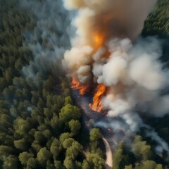 A satellite image of a forest fire, depicting raging flames and billowing smoke2