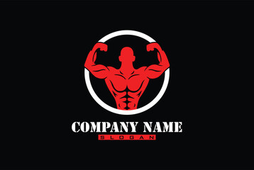 man Logo With muscular shape. Fitness Gym logo.