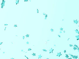 Small turquoise translucent stars scattered in a pretty turquoise space.