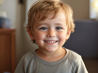 Joyful Portrait: Smiling Toddler Boy