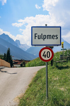 Entrance to the village of Fulpmes in western Austria