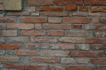Grunge brick wall of an ancient Venetian building for your background. Italian architecture and heritage.