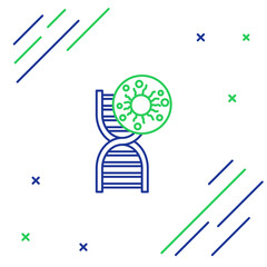 Line DNA symbol and virus icon isolated on white background. Colorful outline concept. Vector