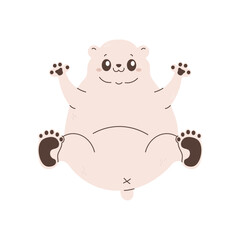 A cute polar polar polar bear lying on his back, character.