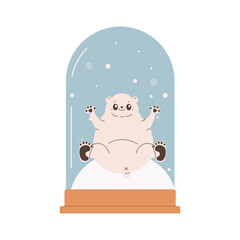 snow globe with white bear inside. souvenir. winter.