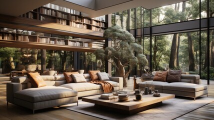 Modern Interior Design, A modern living room with elegant furniture and decoration - obrazy, fototapety, plakaty