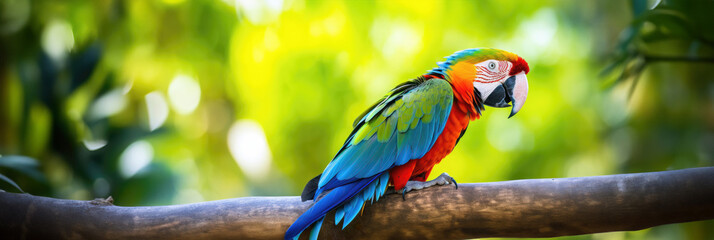 Colorful parrot on tropical tree