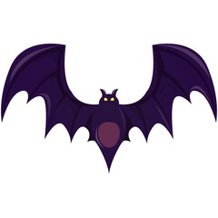 Halloween bat cartoon vector illustration. Spooky black horror bat graphic. Halloween Elements and Objects for Design Projects.