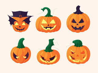 Free vector Halloween pumpkins collection