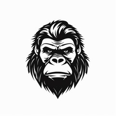 Gorilla logo black and white, AI generated Image
