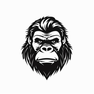 Gorilla logo black and white, AI generated Image