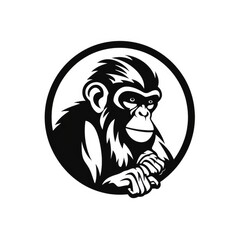 Monkey logo, black and white, AI generated Image