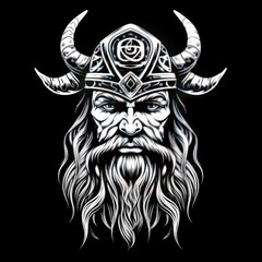 Fototapeta premium Viking logo, black and white, AI generated Image