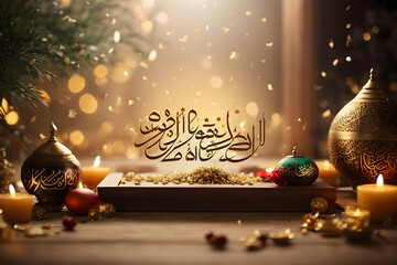 Islamic new year celebration, 4k resolution. AI Generated.