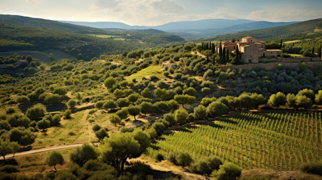 mas proven&ccedil;al et champs d'oliviers en Provence