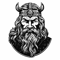 Fototapeta premium Viking logo, black and white, AI generated Image