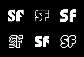 Set of letter SF logos. Abstract logos collection with letters. Geometrical abstract logos