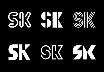 Set of letter SK logos. Abstract logos collection with letters. Geometrical abstract logos