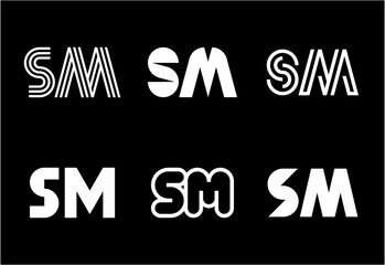 Set of letter SM logos. Abstract logos collection with letters. Geometrical abstract logos