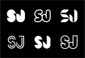 Set of letter SJ logos. Abstract logos collection with letters. Geometrical abstract logos