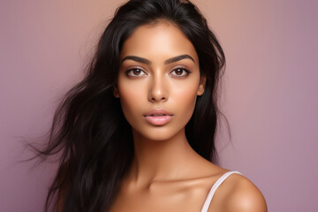 Naklejka premium young and beautiful indian woman showing hair.