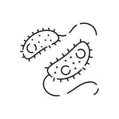 Microbe and bacterium vector line icon. Grey virus, bacteria, germs and microbe icon isolated on white background. Antibacterial and antiviral defence, protection infection