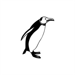 Vector illustration of hand drawn silhouette of a penguin