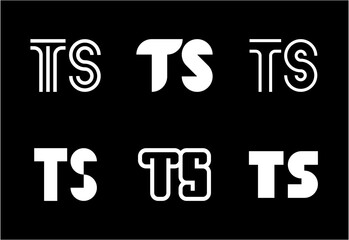 Set of letter TS logos. Abstract logos collection with letters. Geometrical abstract logos