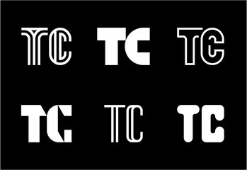 Set of letter TC logos. Abstract logos collection with letters. Geometrical abstract logos