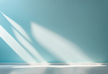 abstract light blue background for product presentation. Mockup interior, an empty room with daylight