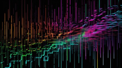 Obraz premium Abstract neon growing graph chart background. Black Friday Sale, Cyber Monday concept..