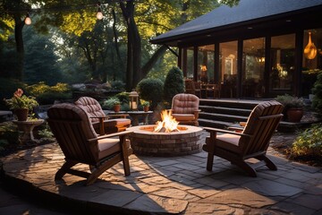 Obraz premium Flames of Tranquility Image of Fire Pit Background Crafted with Generative AI