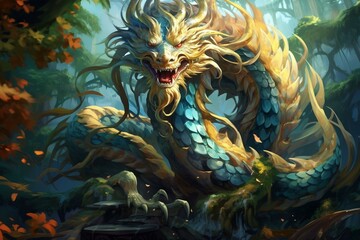 A magnificent mythical serpent that symbolizes spiritual awakening and possesses legendary power. Generative AI