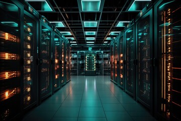 Explore the heart of digital infrastructure in a high-tech datacenter. This modern facility houses servers, networking equipment, and storage systems, ensuring seamless connectivity and data security.