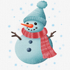 Cute snowman wearing winter costume, This elements for Christmas seasonal. Vector illustration drawing.