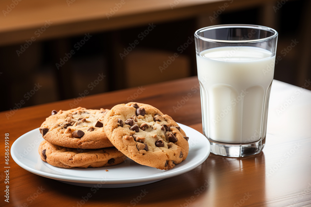 Sticker a plate of cookies and a glass of milk