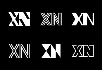 Set of letter XN logos. Abstract logos collection with letters. Geometrical abstract logos