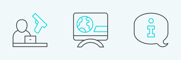 Fototapeta premium Set line Information, Crime news and Breaking icon. Vector