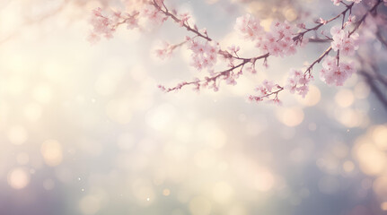 Nature background. Spring flowers in soft colors. AI