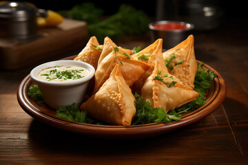 Homemade samosas on a plate