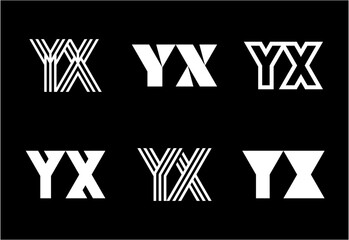 Set of letter YX logos. Abstract logos collection with letters. Geometrical abstract logos