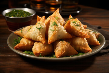 Homemade samosas on a plate