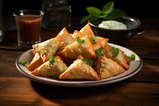Homemade samosas on a plate