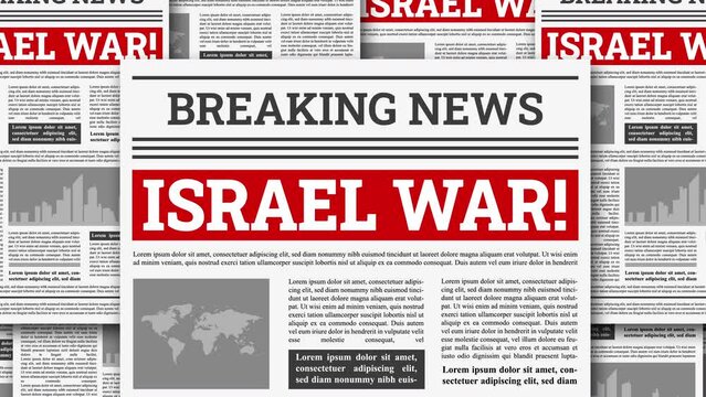 israel war newspaper animation - spinning into view newspaper with message.