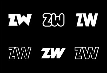 Set of letter ZW logos. Abstract logos collection with letters. Geometrical abstract logos