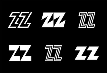 Set of letter ZZ logos. Abstract logos collection with letters. Geometrical abstract logos